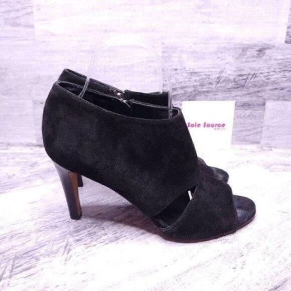 Franco Sarto Tavina Suede Peep Toe Heeled Ankle Boot Women's sz 8 - Picture 1 of 8